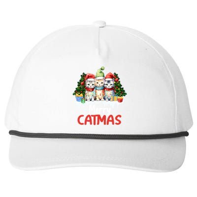 Merry Catmas Christmas Festive Feline Fun Cat Tees Gift Snapback Five-Panel Rope Hat