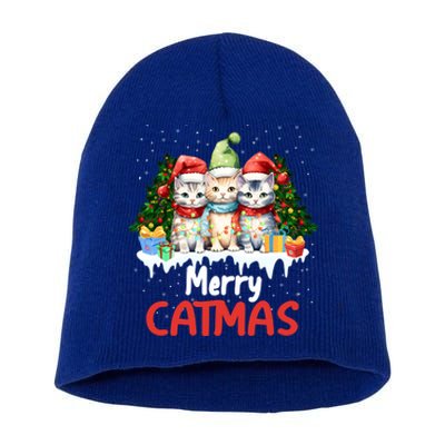 Merry Catmas Christmas Festive Feline Fun Cat Tees Gift Short Acrylic Beanie