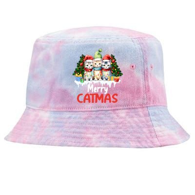 Merry Catmas Christmas Festive Feline Fun Cat Tees Gift Tie-Dyed Bucket Hat