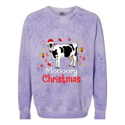 Moooory Christmas Cow Christmas Funny Santa Cow Xmas Colorblast Crewneck Sweatshirt