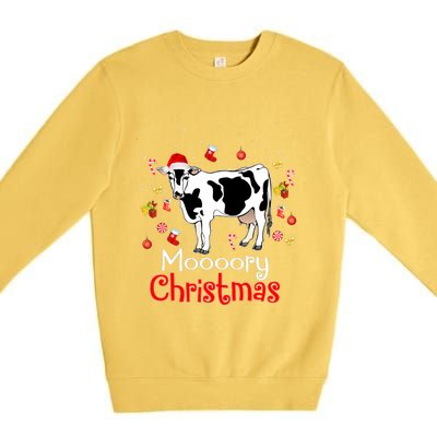 Moooory Christmas Cow Christmas Funny Santa Cow Xmas Premium Crewneck Sweatshirt