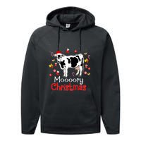 Moooory Christmas Cow Christmas Funny Santa Cow Xmas Performance Fleece Hoodie