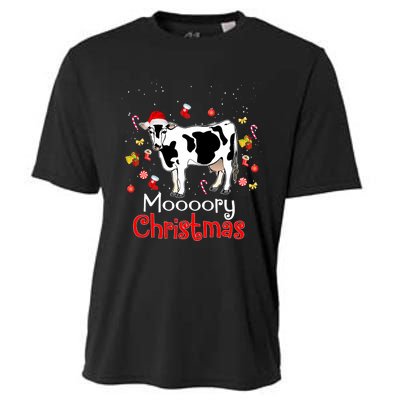 Moooory Christmas Cow Christmas Funny Santa Cow Xmas Cooling Performance Crew T-Shirt