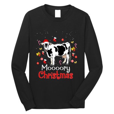 Moooory Christmas Cow Christmas Funny Santa Cow Xmas Long Sleeve Shirt