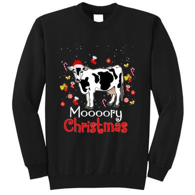 Moooory Christmas Cow Christmas Funny Santa Cow Xmas Sweatshirt