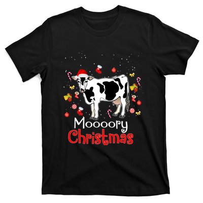 Moooory Christmas Cow Christmas Funny Santa Cow Xmas T-Shirt