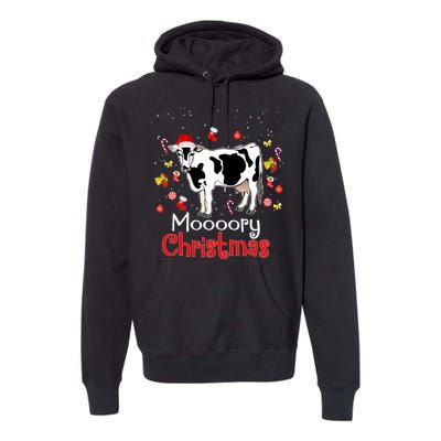 Moooory Christmas Cow Christmas Funny Santa Cow Xmas Premium Hoodie