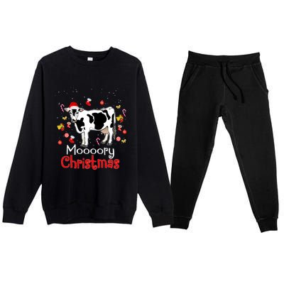 Moooory Christmas Cow Christmas Funny Santa Cow Xmas Premium Crewneck Sweatsuit Set