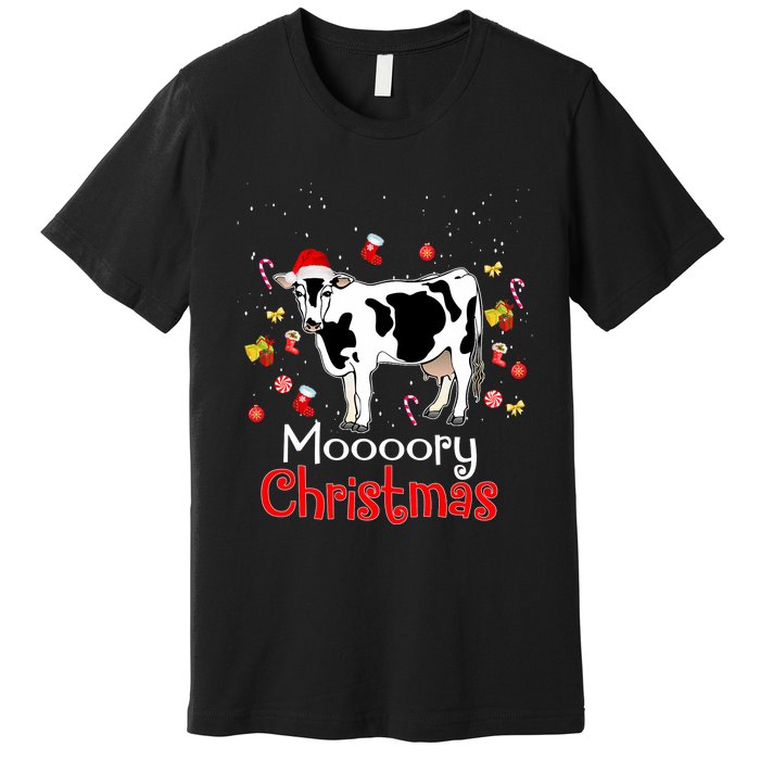 Moooory Christmas Cow Christmas Funny Santa Cow Xmas Premium T-Shirt