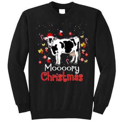 Moooory Christmas Cow Christmas Funny Santa Cow Xmas Tall Sweatshirt