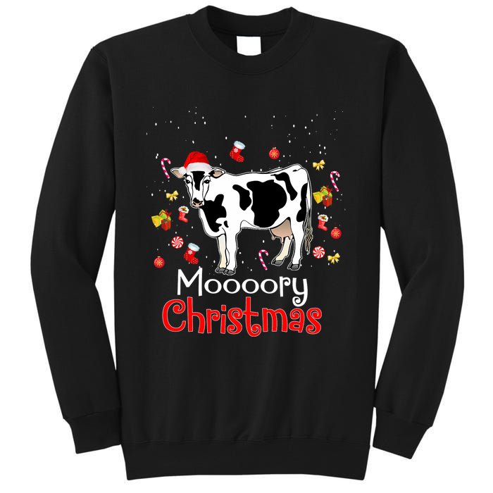 Moooory Christmas Cow Christmas Funny Santa Cow Xmas Tall Sweatshirt