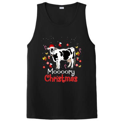 Moooory Christmas Cow Christmas Funny Santa Cow Xmas PosiCharge Competitor Tank