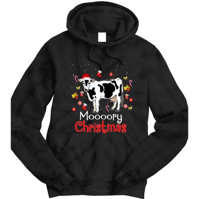 Moooory Christmas Cow Christmas Funny Santa Cow Xmas Tie Dye Hoodie