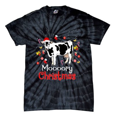 Moooory Christmas Cow Christmas Funny Santa Cow Xmas Tie-Dye T-Shirt