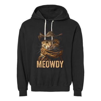 Meowdy Cowboy Cat Country Western Funny Cat Garment-Dyed Fleece Hoodie