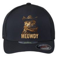 Meowdy Cowboy Cat Country Western Funny Cat Flexfit Unipanel Trucker Cap