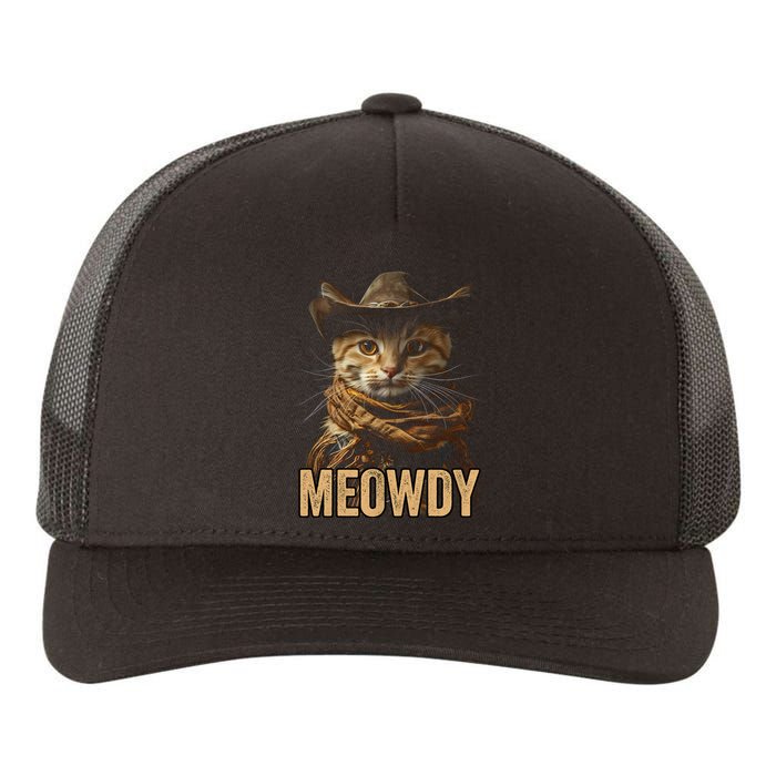 Meowdy Cowboy Cat Country Western Funny Cat Yupoong Adult 5-Panel Trucker Hat