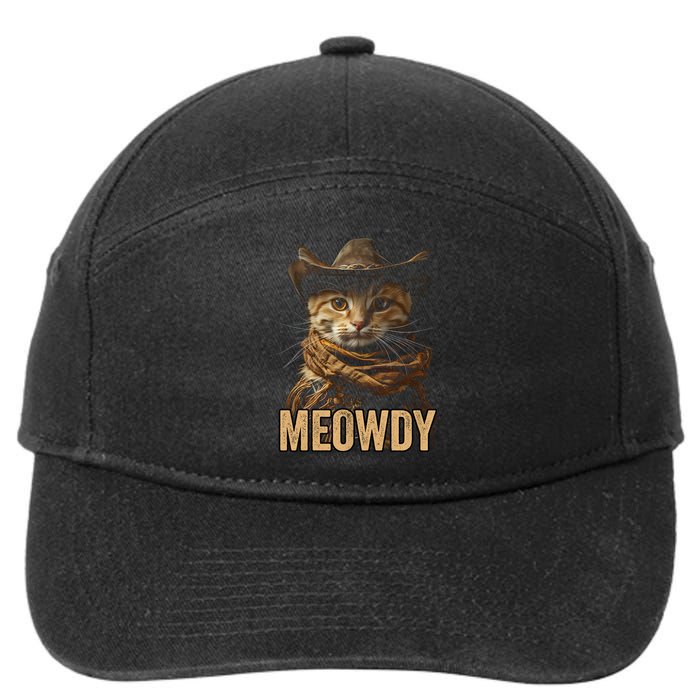 Meowdy Cowboy Cat Country Western Funny Cat 7-Panel Snapback Hat