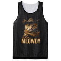 Meowdy Cowboy Cat Country Western Funny Cat Mesh Reversible Basketball Jersey Tank