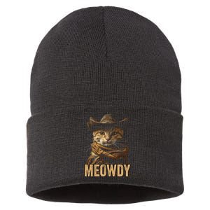 Meowdy Cowboy Cat Country Western Funny Cat Sustainable Knit Beanie