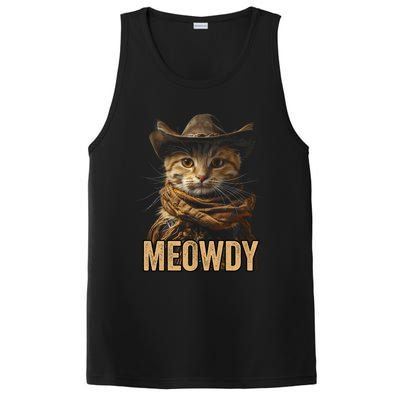 Meowdy Cowboy Cat Country Western Funny Cat PosiCharge Competitor Tank