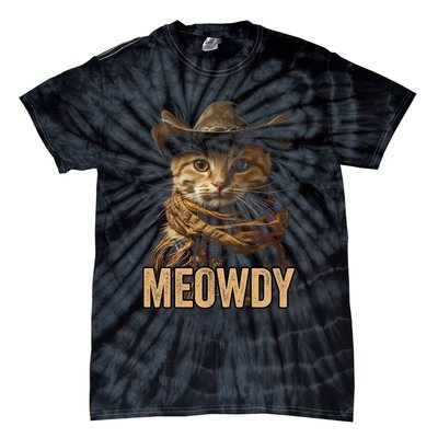 Meowdy Cowboy Cat Country Western Funny Cat Tie-Dye T-Shirt