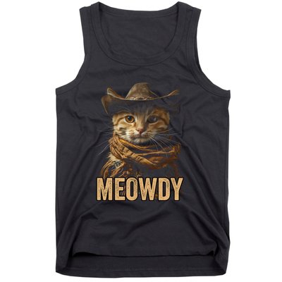 Meowdy Cowboy Cat Country Western Funny Cat Tank Top