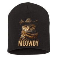 Meowdy Cowboy Cat Country Western Funny Cat Short Acrylic Beanie