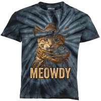 Meowdy Cowboy Cat Country Western Funny Cat Kids Tie-Dye T-Shirt