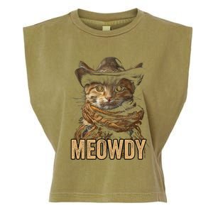 Meowdy Cowboy Cat Country Western Funny Cat Garment-Dyed Women's Muscle Tee