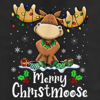 Merry Christmoose Christmas Moose Xmas Lights 7 Panel Mesh Trucker Snapback Hat