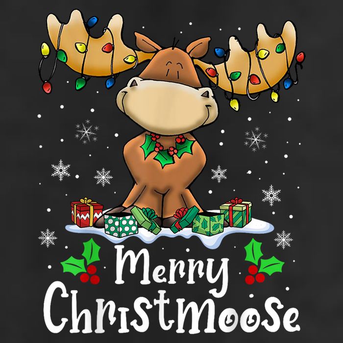 Merry Christmoose Christmas Moose Xmas Lights 7 Panel Mesh Trucker Snapback Hat