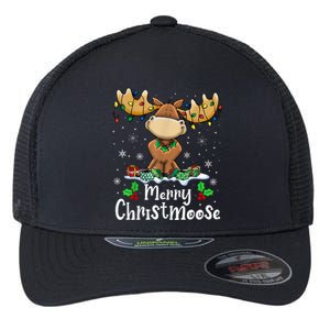 Merry Christmoose Christmas Moose Xmas Lights Flexfit Unipanel Trucker Cap