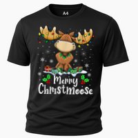 Merry Christmoose Christmas Moose Xmas Lights Cooling Performance Crew T-Shirt