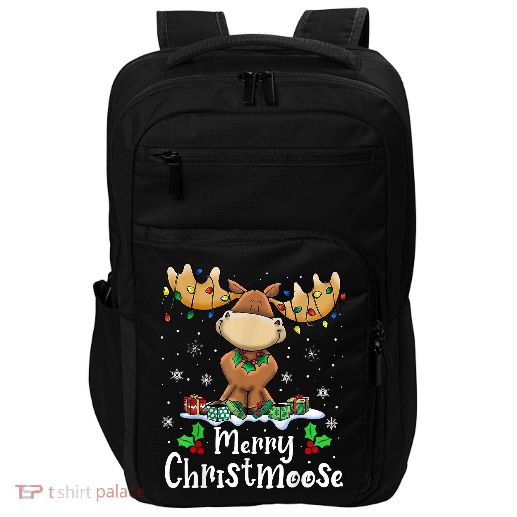 Merry Christmoose Christmas Moose Xmas Lights Impact Tech Backpack