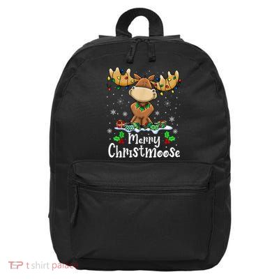 Merry Christmoose Christmas Moose Xmas Lights 16 in Basic Backpack