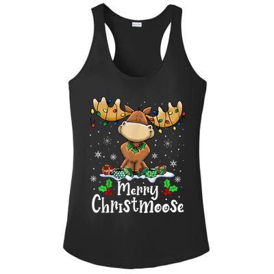 Merry Christmoose Christmas Moose Xmas Lights Ladies PosiCharge Competitor Racerback Tank