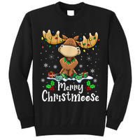 Merry Christmoose Christmas Moose Xmas Lights Tall Sweatshirt