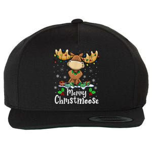 Merry Christmoose Christmas Moose Xmas Lights Wool Snapback Cap