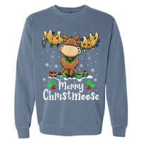Merry Christmoose Christmas Moose Xmas Lights Garment-Dyed Sweatshirt