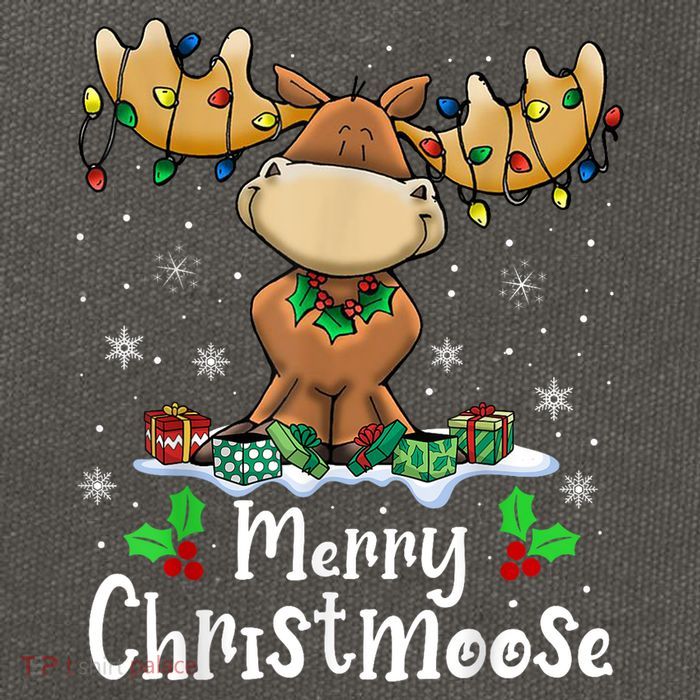 Merry Christmoose Christmas Moose Xmas Lights Cotton Canvas Backpack