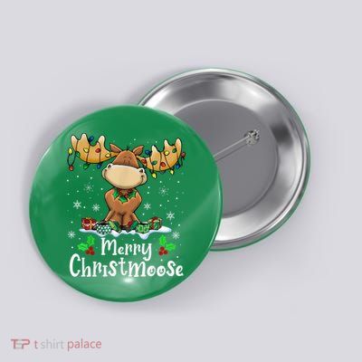 Merry Christmoose Christmas Moose Xmas Lights Button