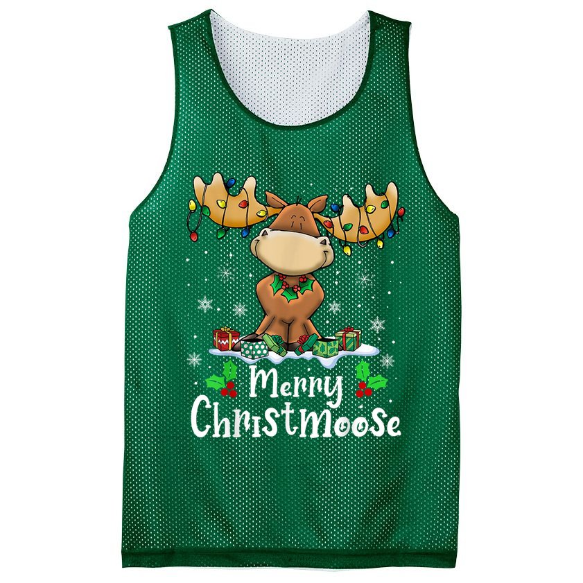 Merry Christmoose Christmas Moose Xmas Lights Mesh Reversible Basketball Jersey Tank