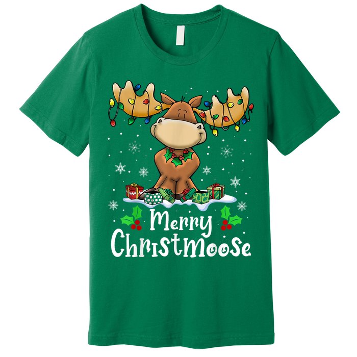 Merry Christmoose Christmas Moose Xmas Lights Premium T-Shirt
