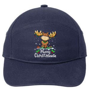 Merry Christmoose Christmas Moose Xmas Lights 7-Panel Snapback Hat