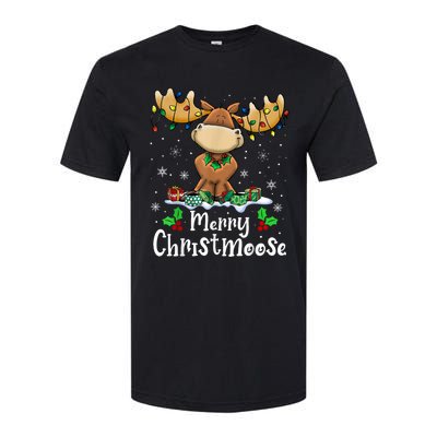 Merry Christmoose Christmas Moose Xmas Lights Softstyle® CVC T-Shirt