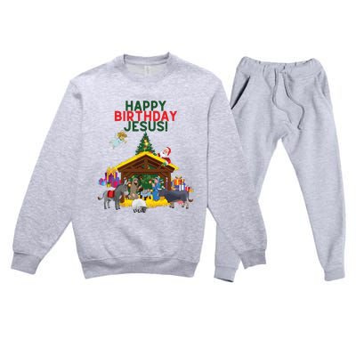 Merry Christmas Christian Happy Birthday Jesus Christ Xmas Premium Crewneck Sweatsuit Set