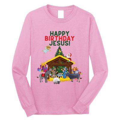 Merry Christmas Christian Happy Birthday Jesus Christ Xmas Long Sleeve Shirt