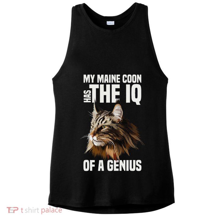 Maine Coon Cat IQ Genius Ladies PosiCharge Tri-Blend Wicking Tank