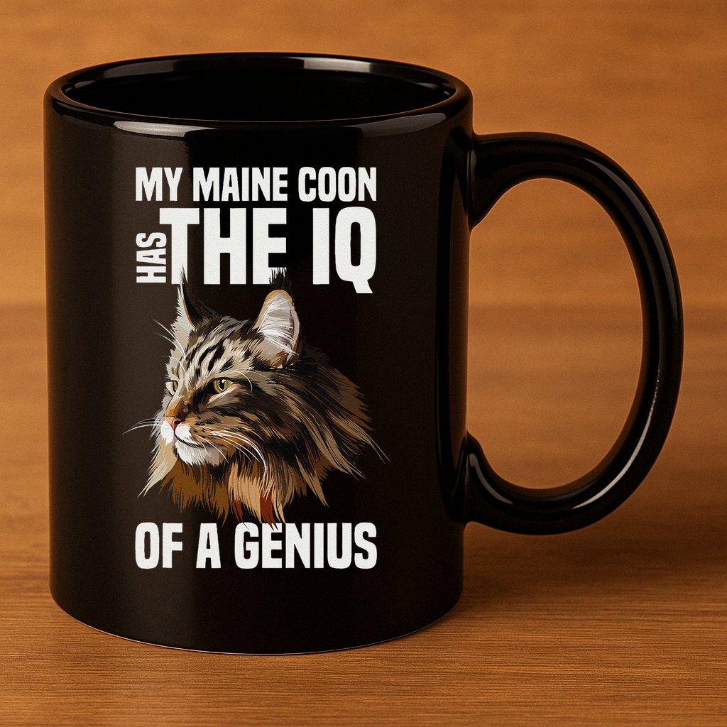 Maine Coon Cat IQ Genius 11oz C Handle Ceramic Mug